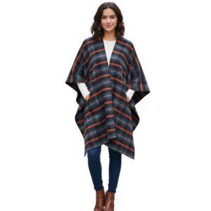 Opulle Plaid Draped Poncho